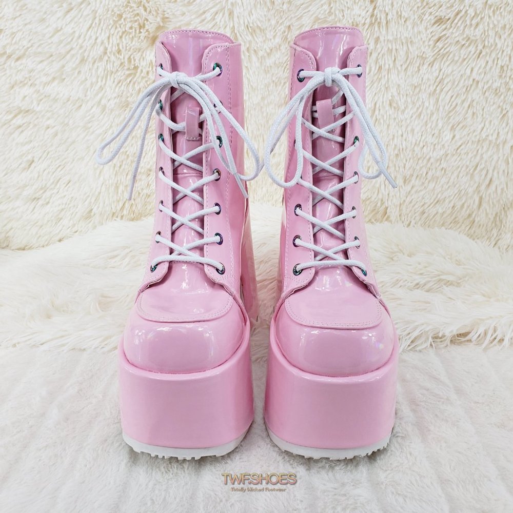 Demonia 5 Inch Platform Boots in Pink - Picture 15 of 15